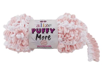 Alize Puffy MORE 6272 - lososová a bílá