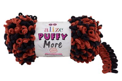 Alize Puffy MORE 6262 - cihlová a černá