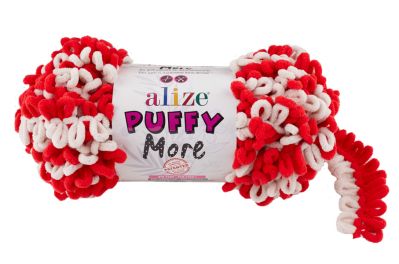 Alize Puffy MORE 6286 - červená a béžová