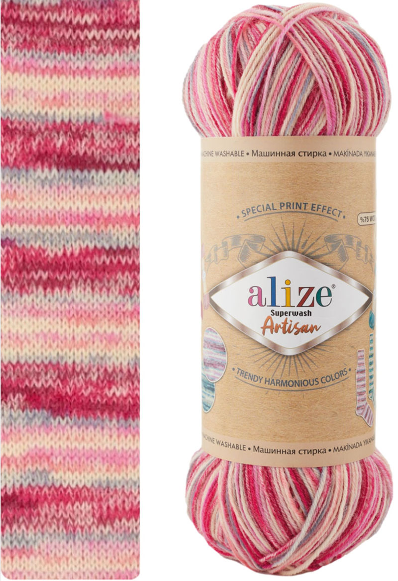 Alize Superwash Artisan 9002 - růžová stříkaná