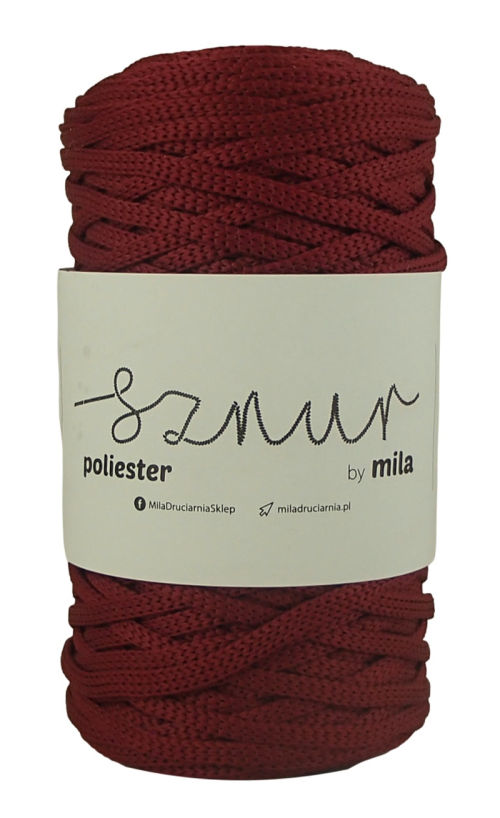 Polyester Sznur 5 mm plochý - 148 - bordó